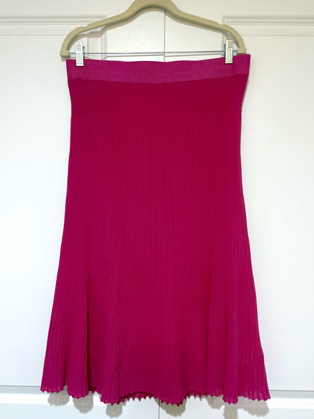 J. Crew Hot Pink Pleated Half-Lined Midi Stretch Skirt